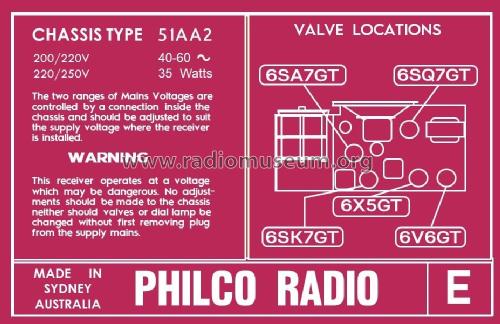 F103 Ch= 51AA2; Philco Radio & (ID = 2786919) Radio