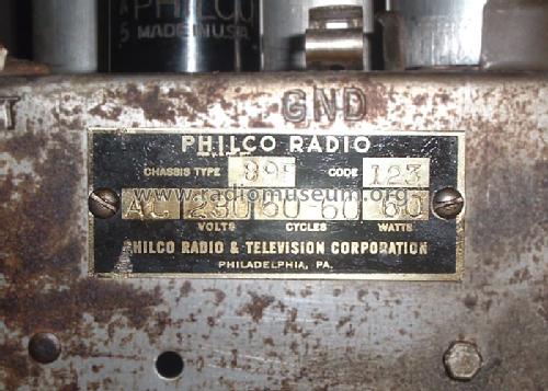 89B Code 123; Philco Radio of (ID = 306177) Radio