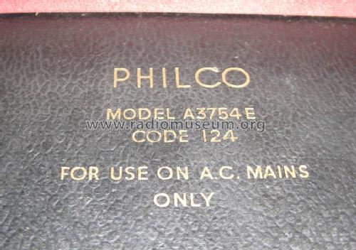 A3754E Code 124; Philco Radio & (ID = 1223038) R-Player