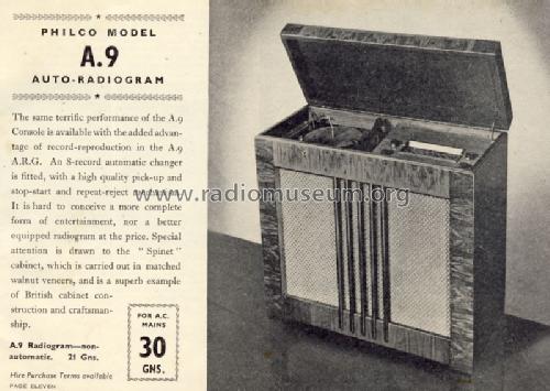 Automatic Radiogram A9 ARG; Philco Radio & (ID = 1252612) Radio