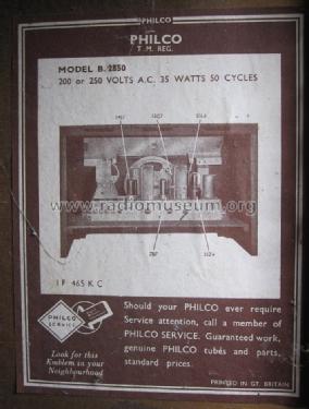 B2850; Philco Radio & (ID = 1383696) Radio