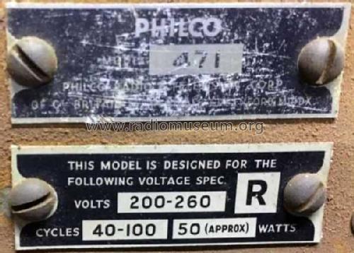 Console 471; Philco Radio & (ID = 2173884) Radio