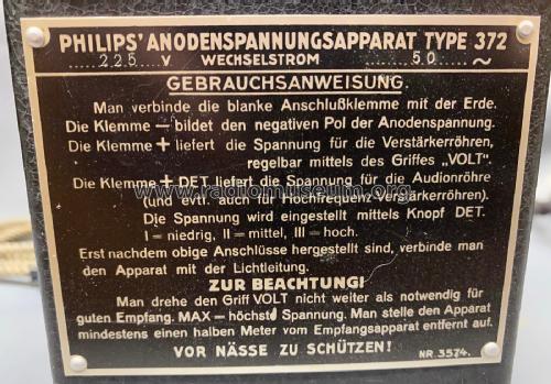 Anodenspannungsapparat 372; Philips; Eindhoven (ID = 2651675) Power-S