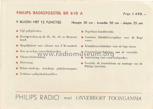 BX610A; Philips; Eindhoven (ID = 423675) Radio