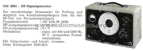 HF-Oszillator GM2893 /01; Philips; Eindhoven (ID = 1019637) Equipment