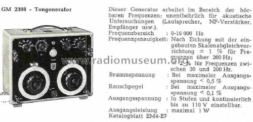 Tongenerator / Toongenerator GM2308; Philips; Eindhoven (ID = 1019610) Equipment