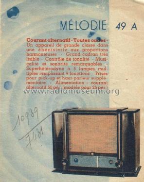 Mélodie 49A; Philips France; (ID = 1886041) Radio