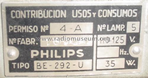 Philetta Peineta BE-292-U; Philips Ibérica, (ID = 924686) Radio