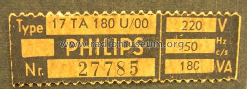17TA180U /00 Ch= S4; Philips - Österreich (ID = 1689126) Televisión