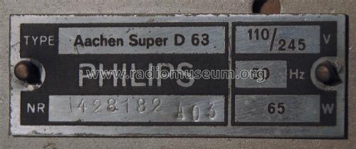 Aachen-Super D63; Philips Radios - (ID = 1731509) Radio