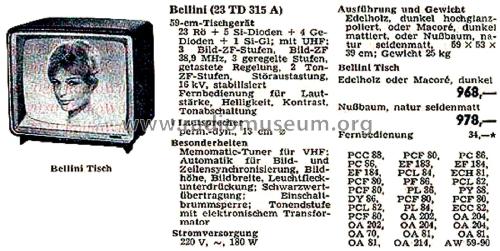 Bellini Vollautomatic 23TD315A /00 /06; Philips Radios - (ID = 2838821) Television