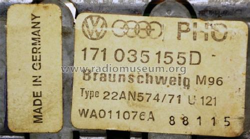 Braunschweig 22AN574/71 - VW 171 035 155D - PH0; Philips Radios - (ID = 1799199) Car Radio