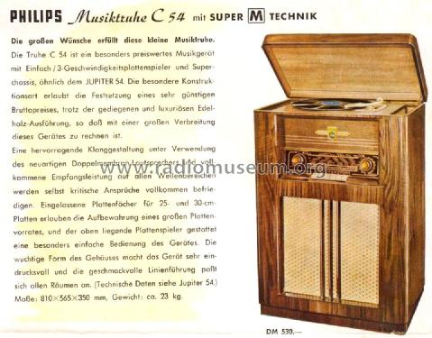 Musikschrank C54 FD634A; Philips Radios - (ID = 2063756) Radio