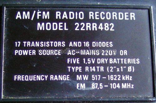 Radio Recorder Spezial 22RR482; Philips Radios - (ID = 1690868) Radio