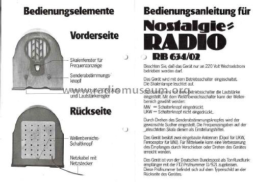 Nostalgie-Radio RB634 /02; Philips Radios - (ID = 1297706) Radio