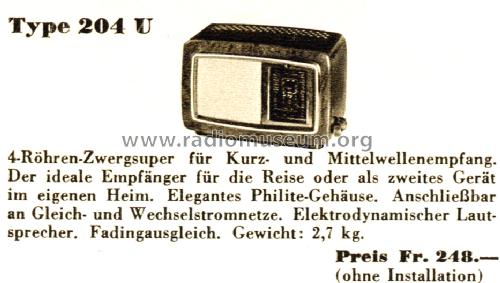 204 U H ; Philips - Schweiz (ID = 1402105) Radio