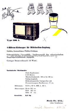 Philette 206 A; Philips - Schweiz (ID = 1048781) Radio