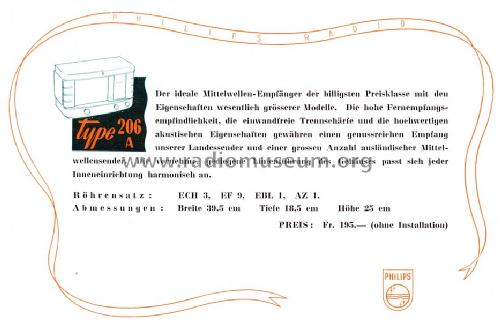 Philette 206 A; Philips - Schweiz (ID = 1049573) Radio