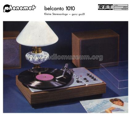 Belcanto ST 1010; Phonomat Pirna, VEB (ID = 1324552) Sonido-V