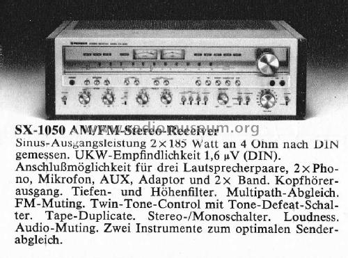 AM/FM Stereo Receiver SX-1050; Pioneer Corporation; (ID = 1334640) Radio