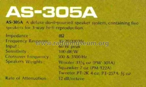 Custom Speaker System Kit AS-305A; Pioneer Corporation; (ID = 2657125) Speaker-P