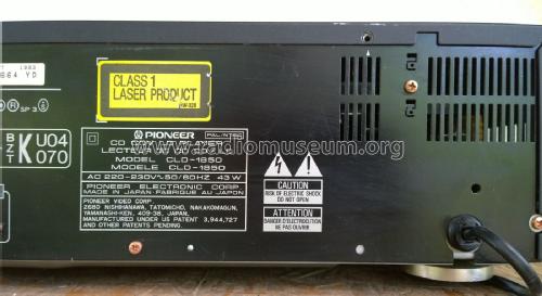 CD CDV LD Player CLD-1850; Pioneer Corporation; (ID = 1866420) R-Player