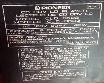 CD CDV LD Player CLD-D503; Pioneer Corporation; (ID = 1966446) R-Player
