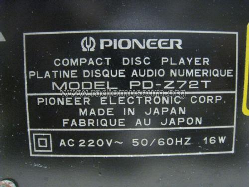 Twin-Tray Compact Disc Player PD-Z72T; Pioneer Corporation; (ID = 2132388) R-Player