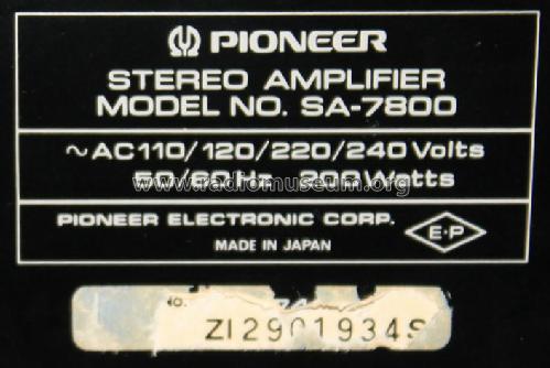 Stereo Amplifier SA-7800; Pioneer Corporation; (ID = 1317689) Ampl/Mixer