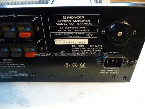 Stereo Amplifier SA-7800; Pioneer Corporation; (ID = 1787771) Ampl/Mixer