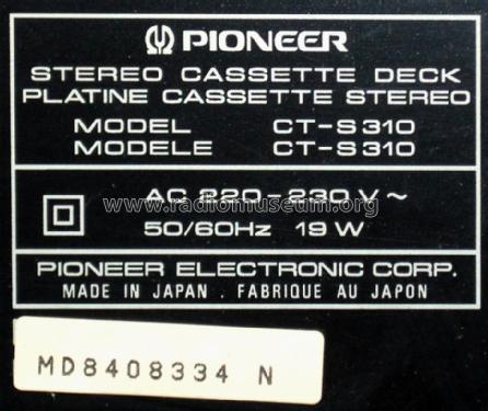 Stereo Cassette Deck CT-S310; Pioneer Corporation; (ID = 2036158) R-Player