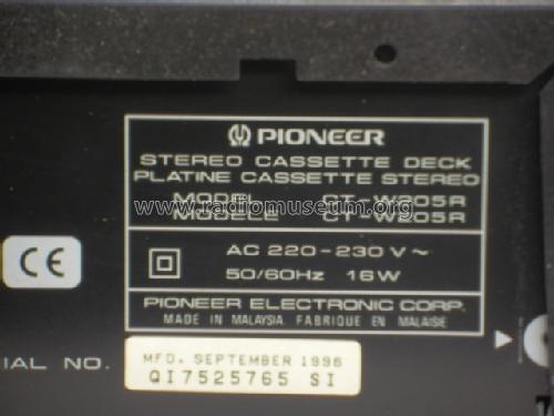 Stereo Double Cassette Deck CT-W205R; Pioneer Corporation; (ID = 1685969) R-Player