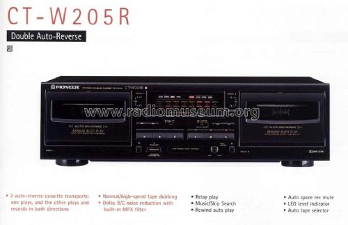 Stereo Double Cassette Deck CT-W205R; Pioneer Corporation; (ID = 2022241) R-Player