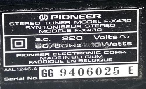 FM/AM Digital Synthesizer Tuner F-X430; Pioneer Corporation; (ID = 2102251) Radio