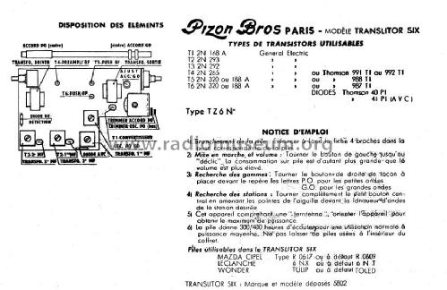 Translitor Six TZ6; Pizon Bros JMP; (ID = 1910409) Radio