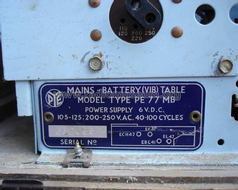 Mains Battery Table PE77MB; Pye Ltd., Radio (ID = 1390375) Radio
