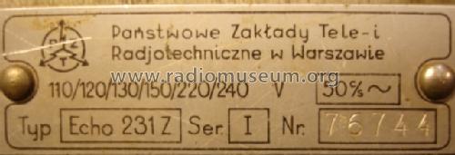 Echo 231Z; PZT - Państwowe (ID = 145091) Radio