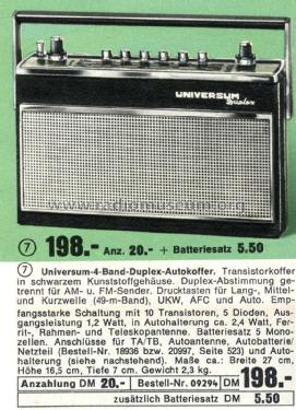 Universum Duplex 4-Band-Autokoffer TR374 Bestell Nr. 09294; QUELLE GmbH (ID = 1961456) Radio