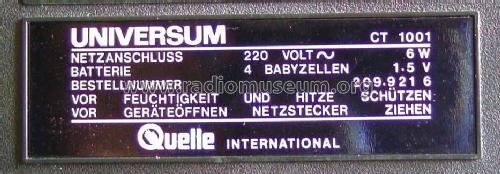 Universum CT 1001 Bestell-Nr. 209.921 6; QUELLE GmbH (ID = 1653543) Reg-Riprod