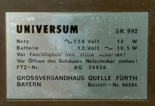 Fernseh-Rundfunk-Kombination SK 992 ; QUELLE GmbH (ID = 2307342) TV Radio