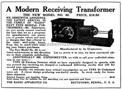 Undamped Wave Set Type 93; Radio Apparatus Co.; (ID = 986911) mod-pre26