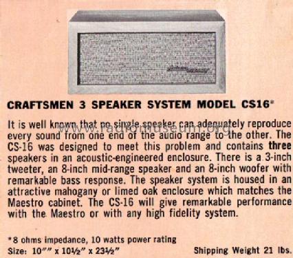3 Speaker System CS-16; Radio Craftsmen Inc. (ID = 1127674) Speaker-P