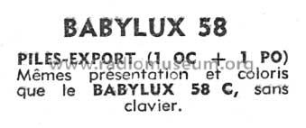 Babylux 58 Piles Export; Radio L.L. Lucien (ID = 1671323) Radio