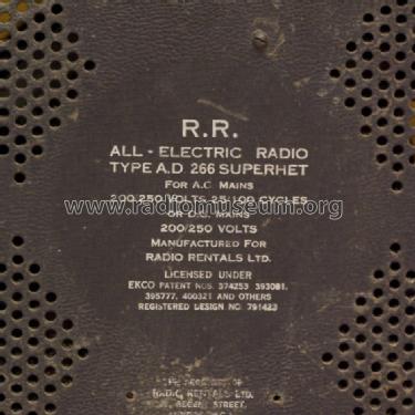 AD266; Radio Rentals; (ID = 1150425) Radio