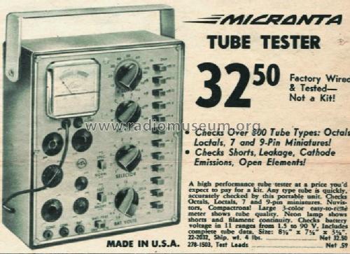Micronta Tube Tester 22-2032; Radio Shack Tandy, (ID = 1559573) Equipment