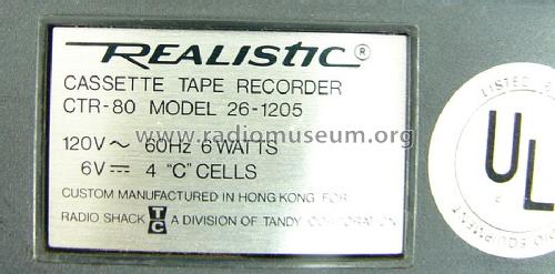 Realistic Cassette Tape Recorder CTR-80 26-1205; Radio Shack Tandy, (ID = 1422923) R-Player