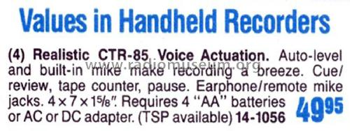 Realistic CTR-85 14-1056; Radio Shack Tandy, (ID = 1771313) Enrég.-R