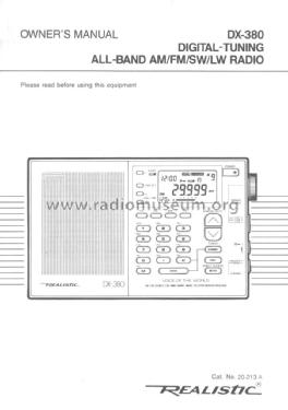 Realistic DX-380 20-213A; Radio Shack Tandy, (ID = 1493832) Radio