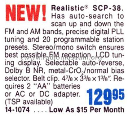 Realistic SCP-38 14-1074; Radio Shack Tandy, (ID = 1770315) Radio