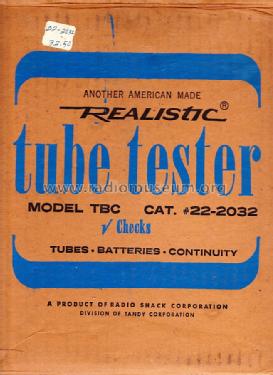 TBC Tube Tester Cat. Nos.= 22K2032, 22R2032, 22-2032; Radio Shack Tandy, (ID = 1593246) Equipment